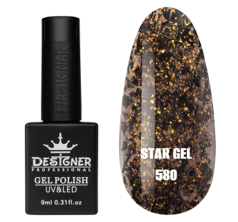 Гель лак Star gel 580 Designer (9мл.) - з пластівцями Юкі