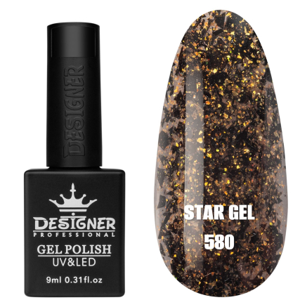 Гель лак Star gel 580 Designer (9мл.) - з пластівцями Юкі
