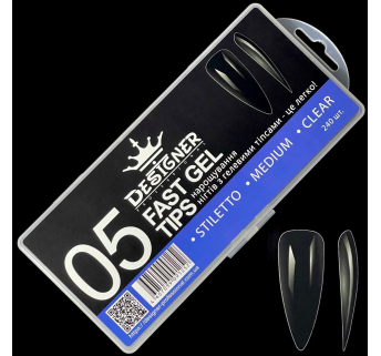 Fast gel tips №5 (Stiletto, medium size) - Гелевые типсы Designer