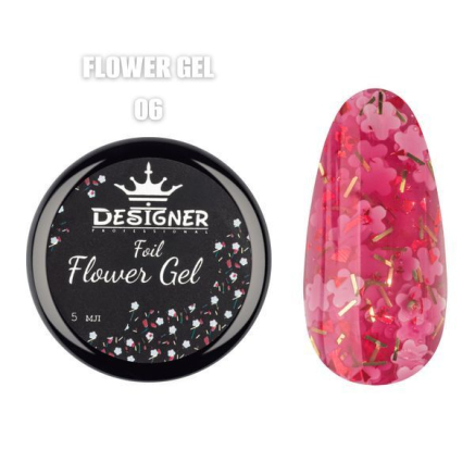 Foil flower gel FG06 (5 мл) Designer - гель з квіточками з фольги