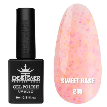 Кольорова база Sweet base 218 Designer (9 мл) - з конфетті різних кольорів
