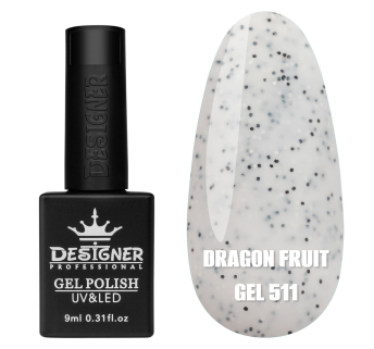 Гель лак Dragon fruit 511 Designer (9мол) - з чорно-білими крапками