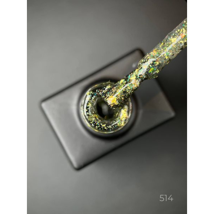 Гель лак Magic glitter 514 Designer (9мл.) - з пластівцями різних розмірів та блискітками хамелеон
