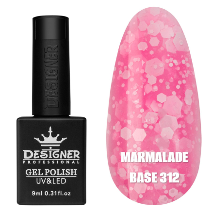 Кольорова база Marmalade base 312 Designer (9 мл.) - з білими конфетті