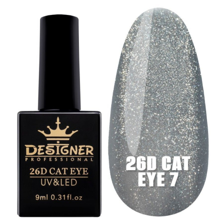 Гель-лак 26D Cat Eye №7, 9 мл., Designer (Котяче око)