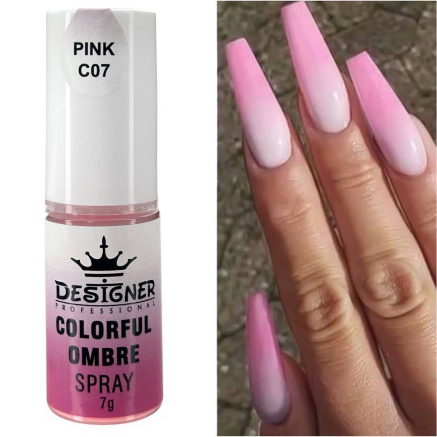 Colorful Ombre Spray, 7 г. Pink C07 (Рожевий) - спрей пудра Designer для створення омбре на нігтях
