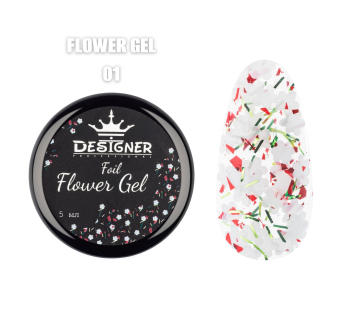 Foil flower gel FG01 (5 мл) Designer - гель з квіточками з фольги
