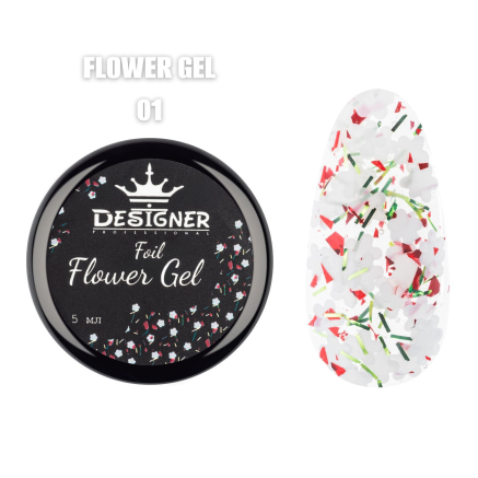 Foil flower gel FG01 (5 мл) Designer - гель з квіточками з фольги
