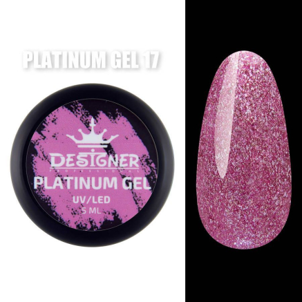 Platinum Gel 5 мл., Designer (Гель з шиммером) - Малиновий №17
