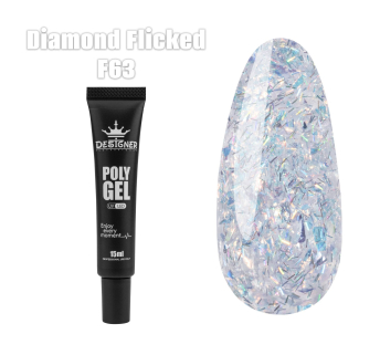 Полігель (15 мл.) Designer F63 Diamond Flicked