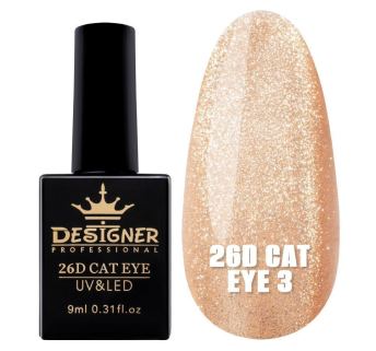 Гель-лак 26D Cat Eye №3, 9 мл., Designer (Котяче око)