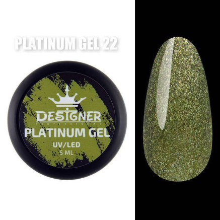 Platinum Gel 5 мл., Designer (Гель з шиммером) - Зелений №22