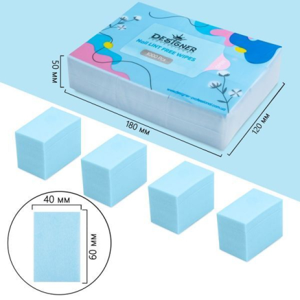 Безворсові серветки 1000 шт. (Блакитні) - Lint free wipes Designer