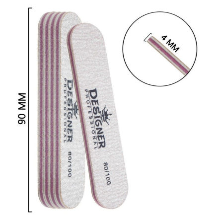 Двостороння овальна міні пилка (80/100 грит.) - Nailfile Designer