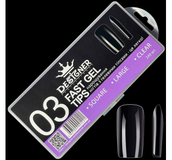 Fast gel tips №3 (Square, large size) - Гелевые типсы Designer