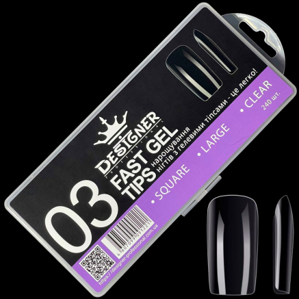 Fast gel tips №3 (Square, large size) - Гелеві типси Designer