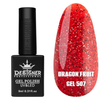 Гель лак Dragon fruit 507 Designer (9мол) - з чорно-білими крапками