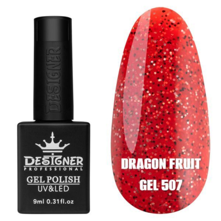 Гель лак Dragon fruit 507 Designer (9мол) - з чорно-білими крапками