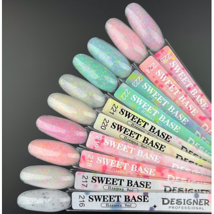 Цветная база Sweet base 219 Designer (9 мл.) - с мелким конфетти разных цветов