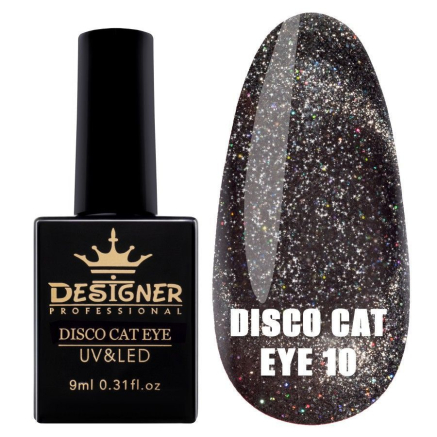 Світловідбивний гель-лак Disco Cat Eye №10, 9 мл., Designer (Котяче око)