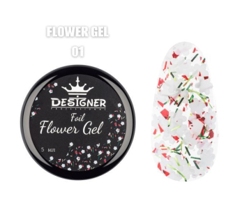 Foil flower gel FG01 (5 мл) Designer - гель з квіточками з фольги
