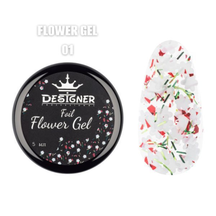 Foil flower gel FG01 (5 мл) Designer - гель з квіточками з фольги