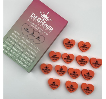 Nail Buff Heart Orange (Помаранчевий) 100/180 грит - Designer баф у формі сердечка