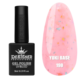 Кольорова база Yuki base 190 Designer (9 мл.) - з пластівцями юкі