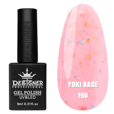 Кольорова база Yuki base 190 Designer (9 мл.) - з пластівцями юкі