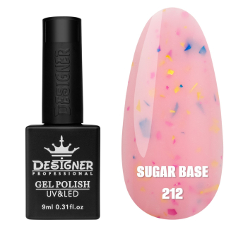 Кольорова база Sugar base 212 Designer (9 мл) - з різнокольоровими пластівцями