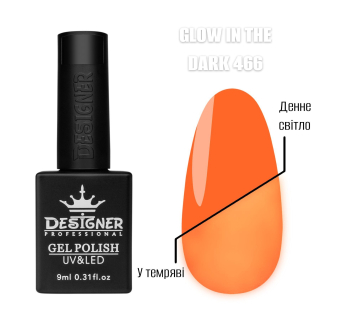Гель лак Glow in the dark 466 Designer (9мл.) - люмінесцентний (світиться у темряві)