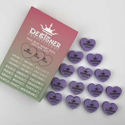 Nail Buff Heart Mini Purple (Фіолетовий) 180/240 грит - Designer баф у формі сердечка