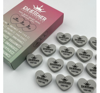 Nail Buff Heart Mini Gray (Сірий) 100/180 грит - Designer баф у формі сердечка