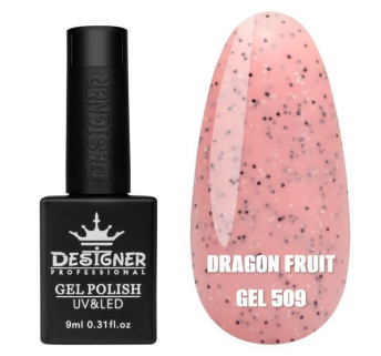Гель лак Dragon fruit 509 Designer (9мол) - з чорно-білими крапками