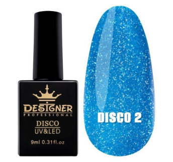 Світловідбивний гель-лак №2 (Синій), 9 мл. - Disco gel polish Designer