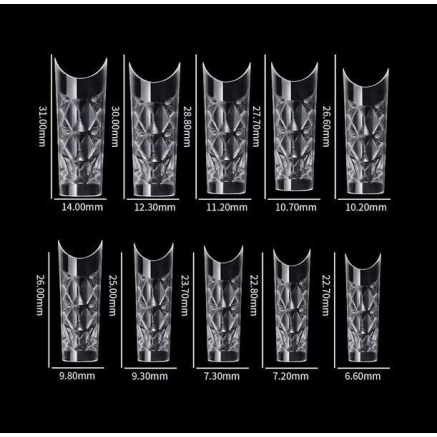 Crystal Fast Gel Tips (Trapezoid Medium TS2) - тіпси гелів з шипами Designer 120 шт/уп