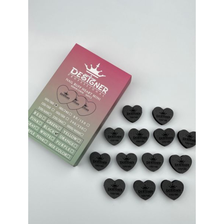 Nail Buff Heart Mini Black (Чорний) 100/180 грит - Designer баф у формі сердечка