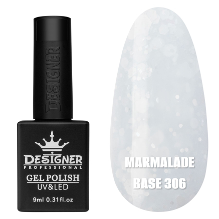 Кольорова база Marmalade base 306 Designer (9 мл.) - з білими конфетті