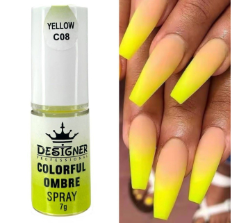 Colorful Ombre Spray, 7 г. Yellow C08 (Жовтий) - спрей пудра Designer для створення омбре на нігтях