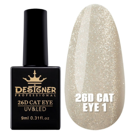 Гель-лак 26D Cat Eye №1, 9 мл., Designer (Котяче око)