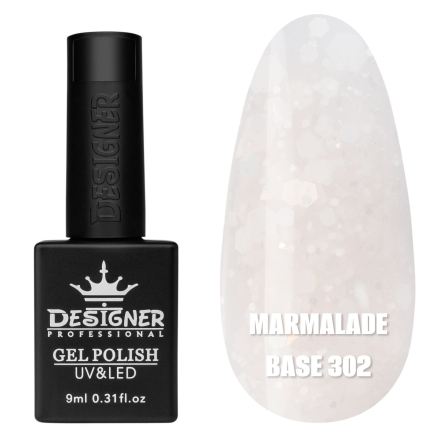 Кольорова база Marmalade base 302 Designer (9 мл.) - з білими конфетті