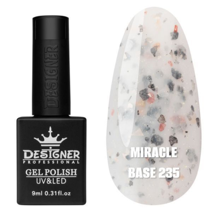 Кольорова база Miracle base Designer 235 (9 мл.) - з чорною, срібною та кольоровою поталлю