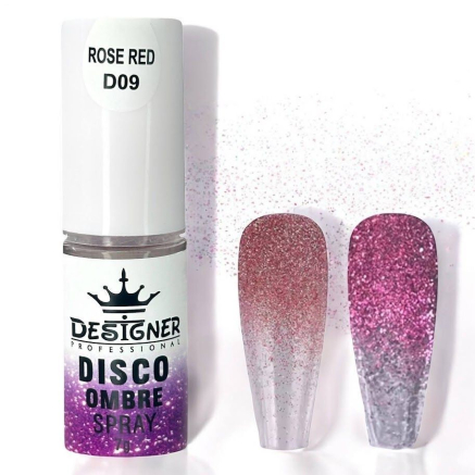 Disco Ombre Spray (7 г.) Rose Red D09 - світловідбивна спрей пудра Designer для створення омбре на нігтях