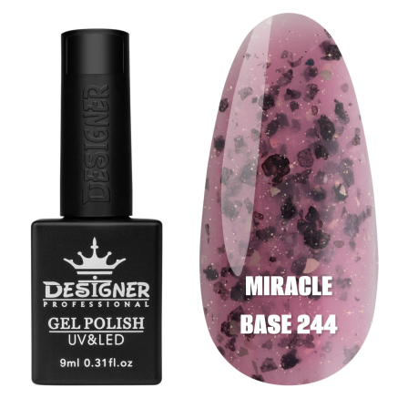 Кольорова база Miracle base 244 Designer (9 мл.) - з чорною, срібною та кольоровою поталлю