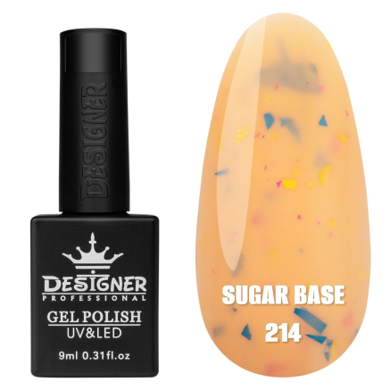 Кольорова база Sugar base 214 Designer (9 мл) - з різнокольоровими пластівцями