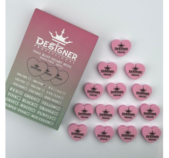Nail Buff Heart Mini Pink (Рожевий) 180/240 грит - Designer баф у формі сердечка