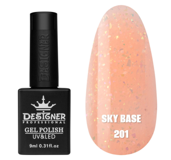 Кольорова база Sky base 201 Designer (9 мл.) - із золотою поталлю