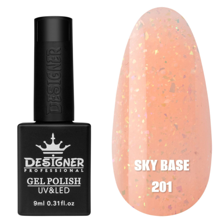 Кольорова база Sky base 201 Designer (9 мл.) - із золотою поталлю