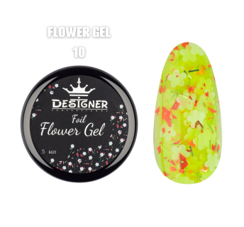 Foil flower gel FG10 (5 мл) Designer - гель з квіточками з фольги