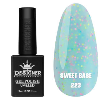 Кольорова база Sweet base 223 Designer (9 мл) - з конфетті різних кольорів